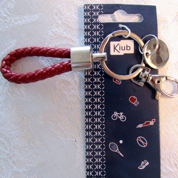 "GENTLEMAN" KEYCHAIN GIFT, KIUB NWT BRAIDED LOOP w FOBS, KEY RING MEN'S PRESENT - Picture 3 of 7